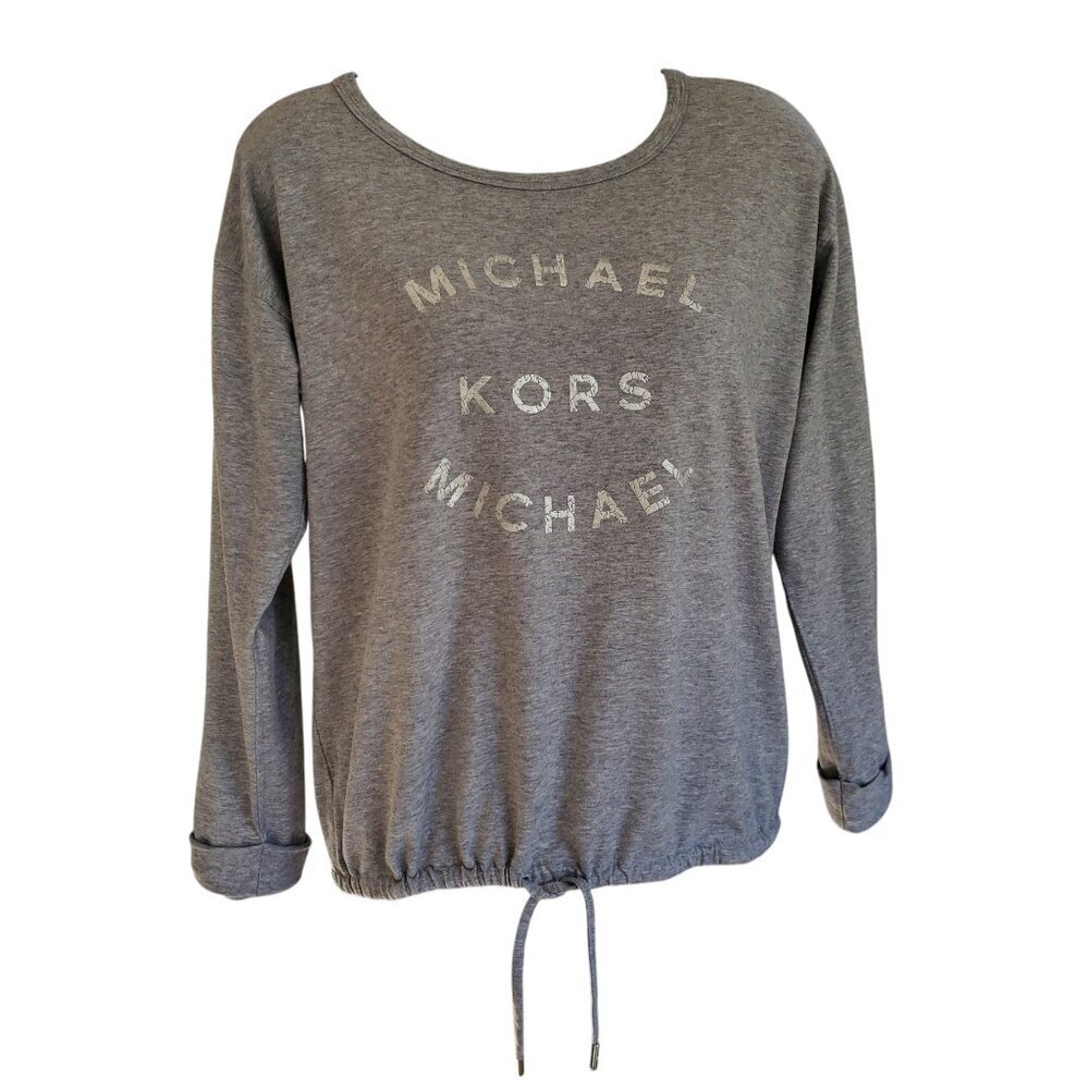 MICHAEL KORS LOGO DRAWSTRING LONG SLEEVE TOP SIZE XS